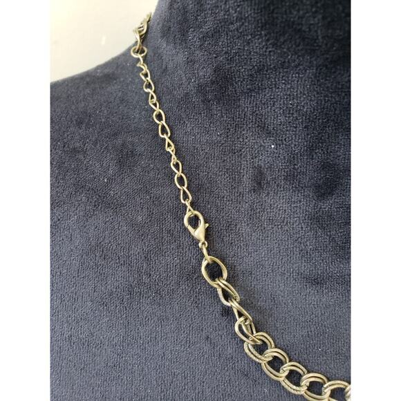 Women Gold Tone Multi Shape Faceted Beads Dangley Charms Bib Necklace w/ Lobster - Picture 6 of 6